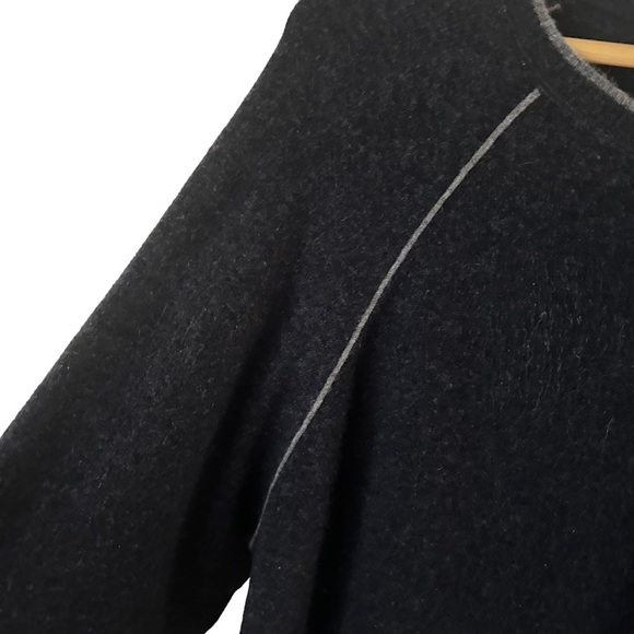 Hammacher Schlemmer Men's Light Navy Blue XXL Contrast Cashmere Washable Sweater - Picture 5 of 11